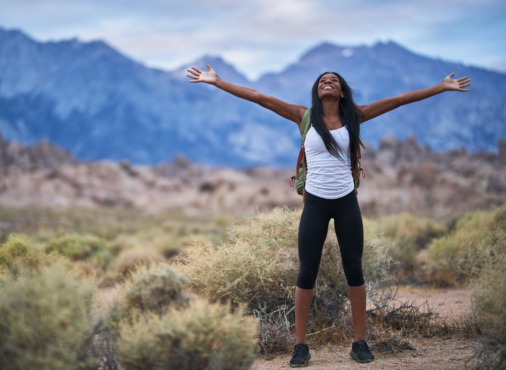 woman in the mountains
